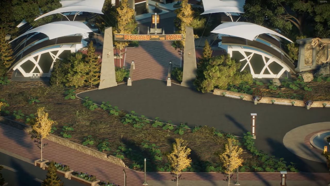Jurassic World Evolution 2, PC, Gameplay, How To Make A Realistic Park Entrance, Screenshot, NoobFeed